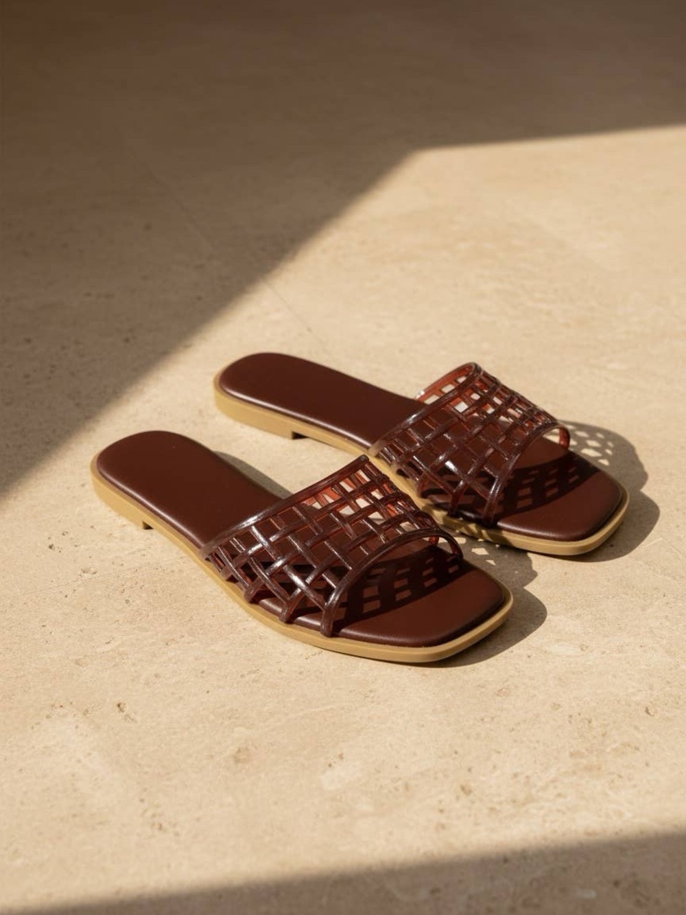 TOP MODA Jelly Slide Sandal-Brown